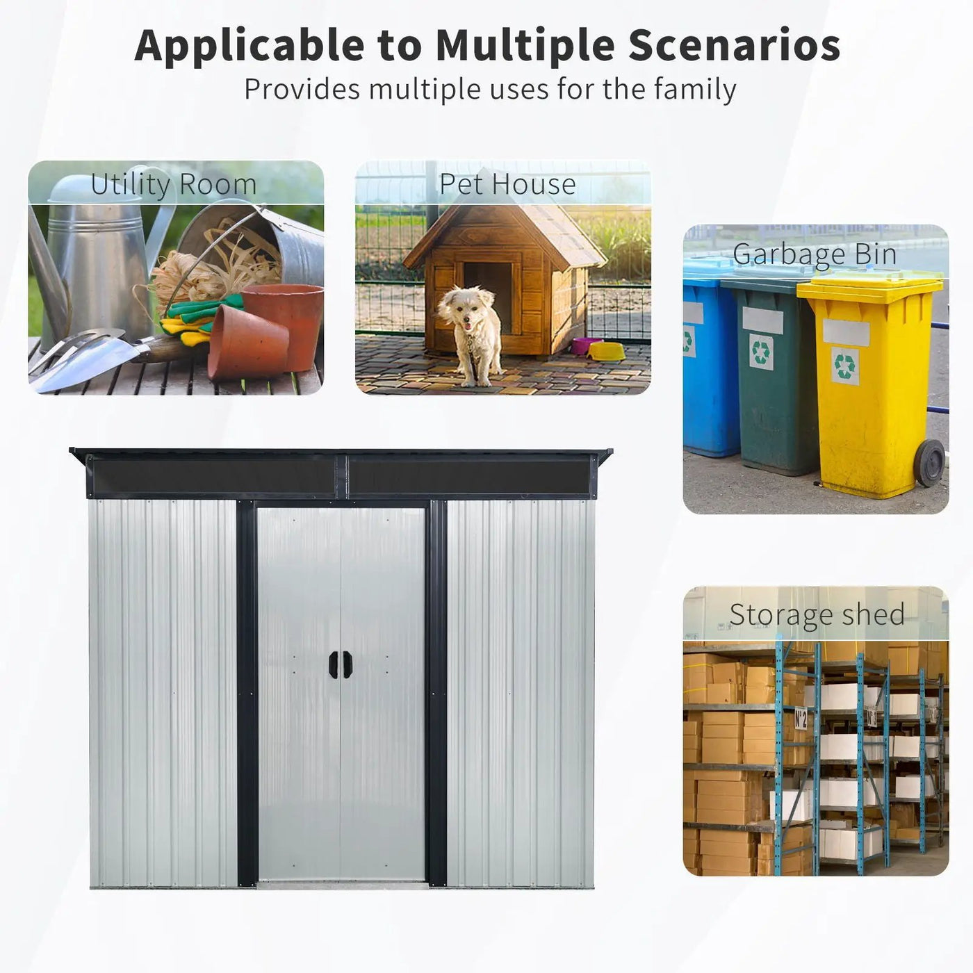 Outdoor Metal Storage Shed With Window And Transparent Plate For Garden, Lawn by HouseOfZazla
