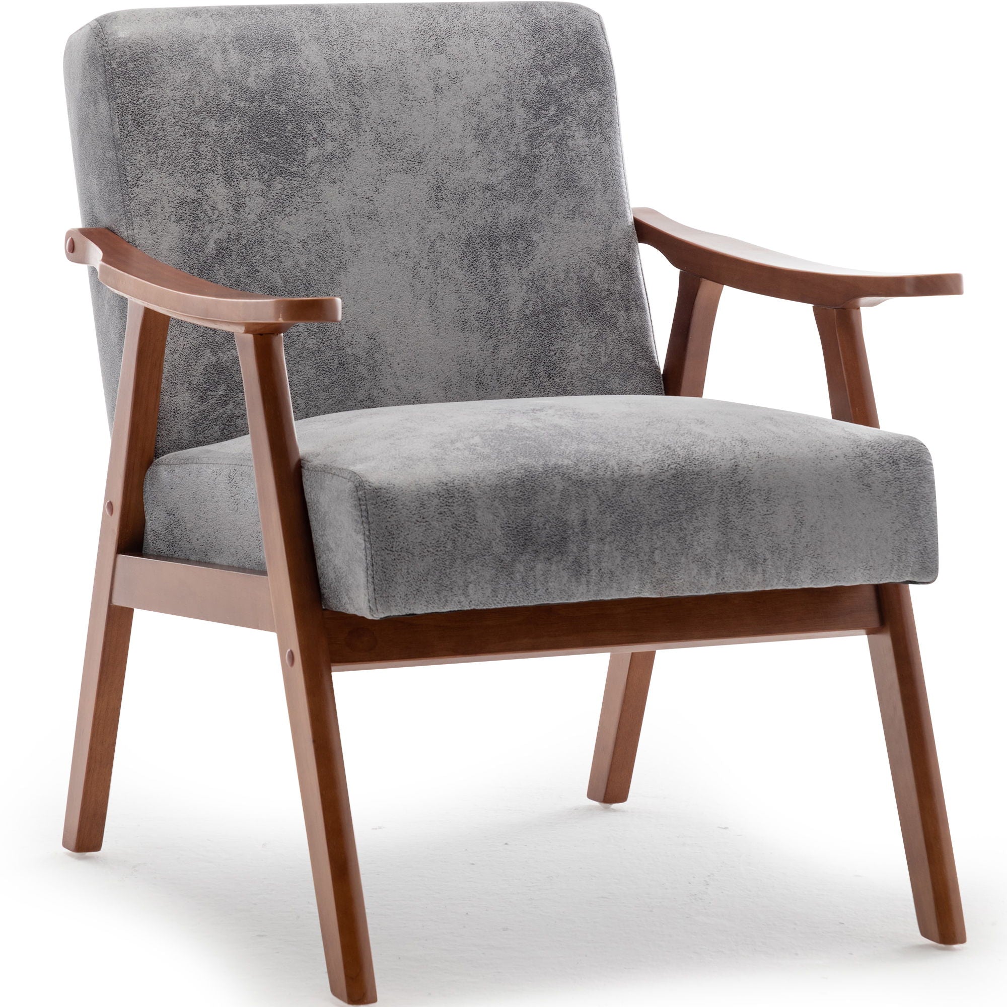 Mid Century Modern Accent Chair With Solid Wood Frame And Extra Thick Backrest by HouseOfZazla