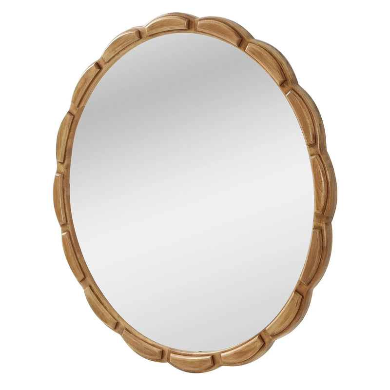 Round Solid Wood Wall Mirror - 31.5" Rustic Farmhouse by HouseOfZazla