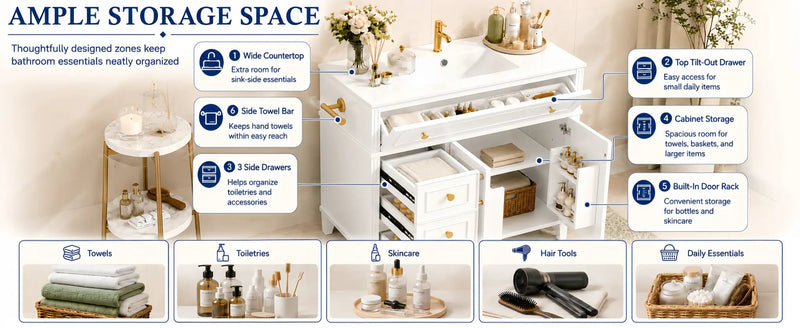 36 Inch Elegant Modern Bathroom Vanity with Sink by HouseOfZazla