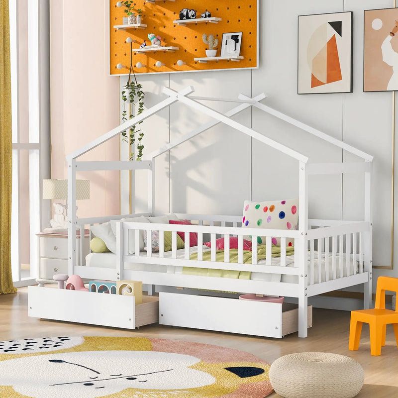 House Bed With 2 Drawers by Unique Piece Furniture