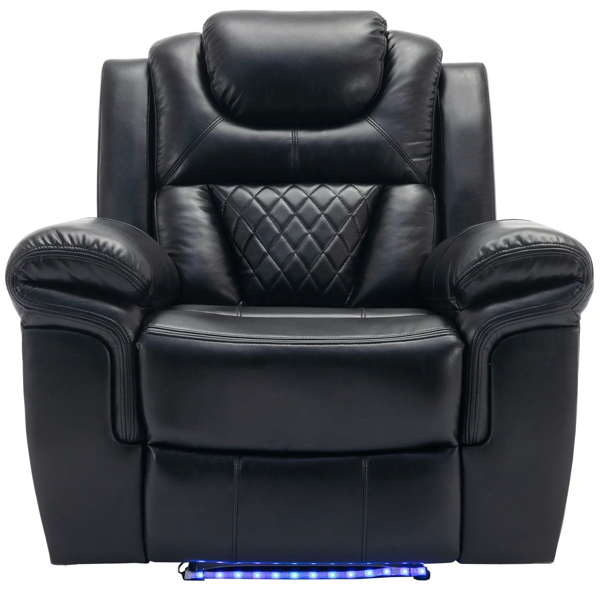 Home Theater Seating Manual Recliner Chair, Led Light Strip For Living Room - Black by HouseOfZazla