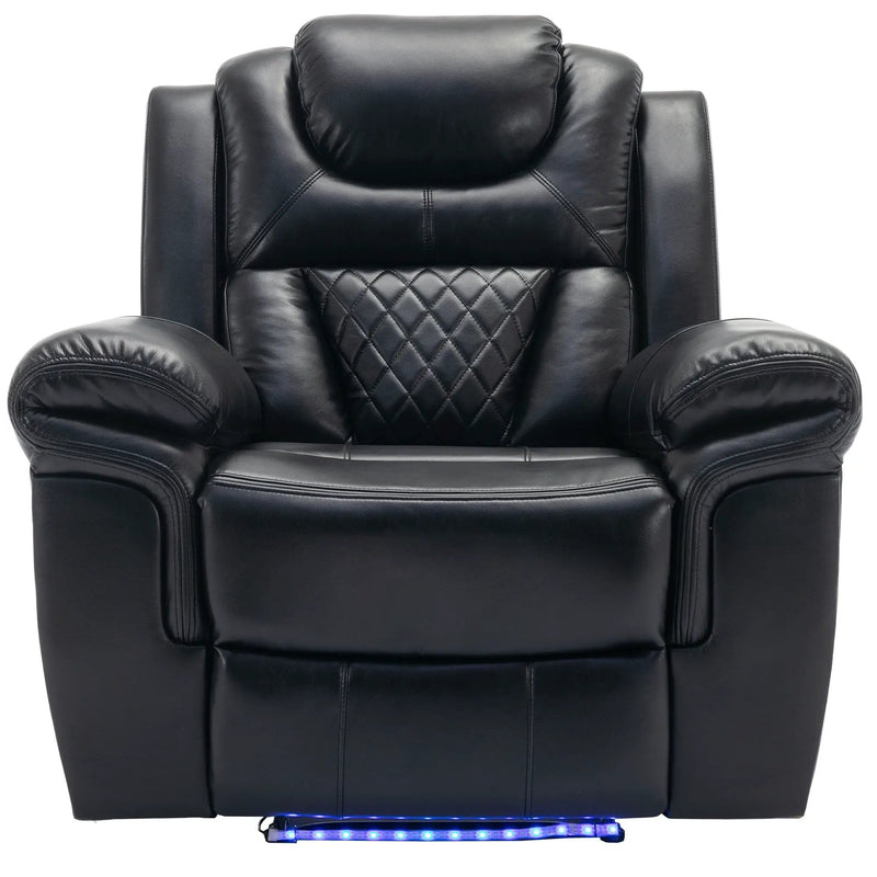 Home Theater Seating Manual Recliner Chair, Led Light Strip For Living Room - Black by HouseOfZazla