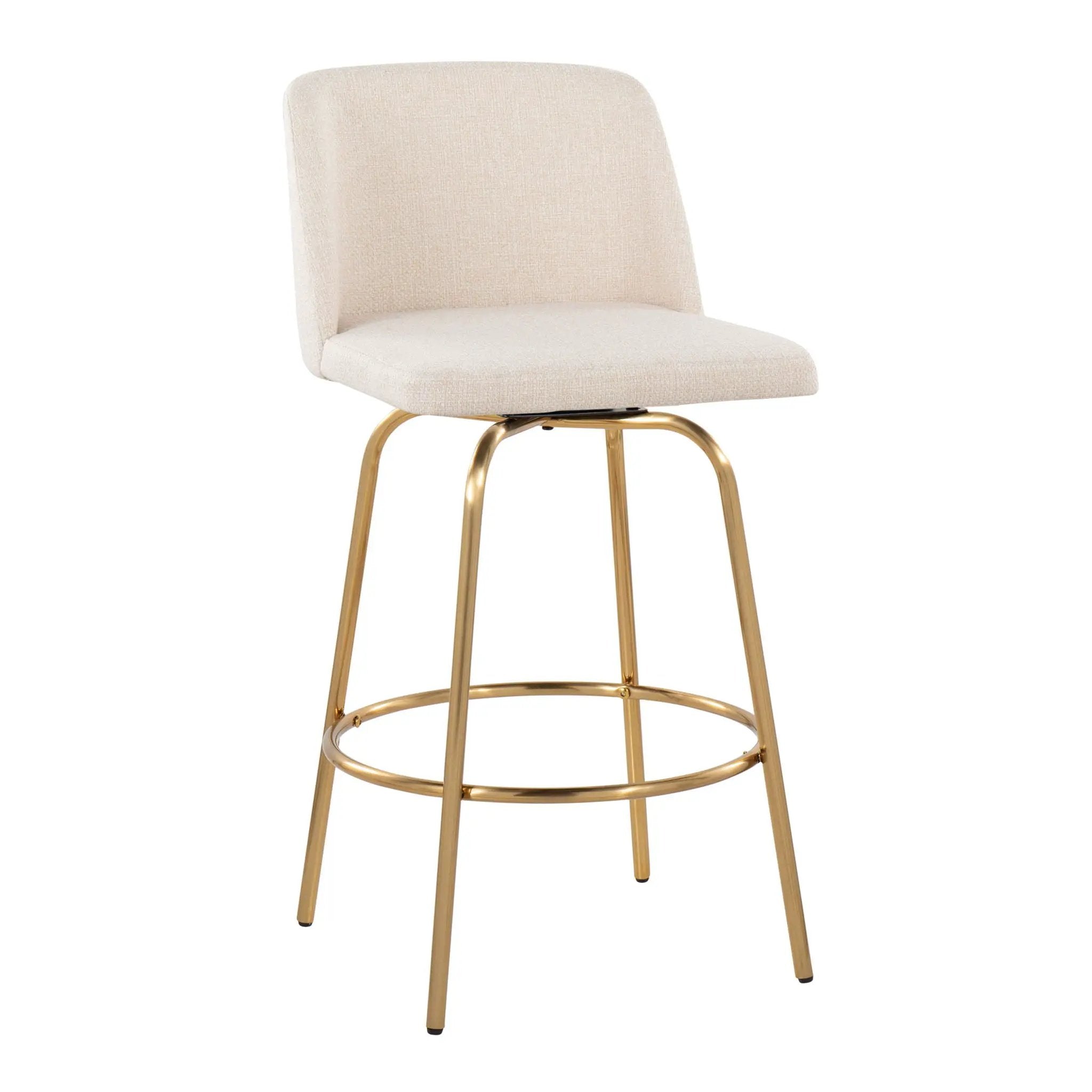 Toriano - Contemporary, Fixed Height Counter Stool With Swivel With Round Footrest (Set of 2) by Unique Piece Furniture