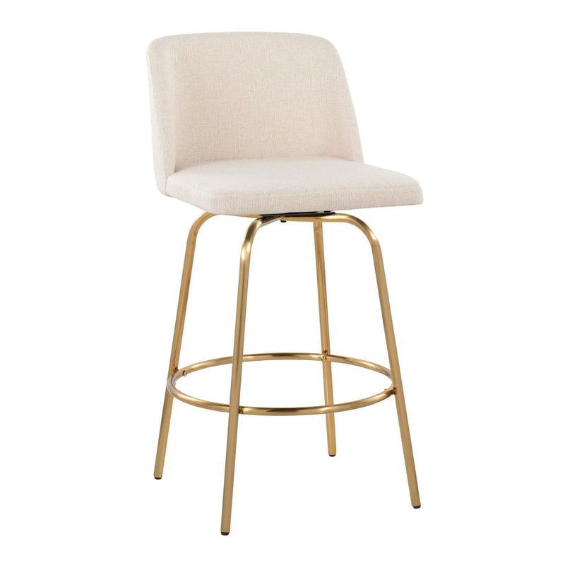 Toriano - Contemporary, Fixed Height Counter Stool With Swivel With Round Footrest (Set of 2) by Unique Piece Furniture
