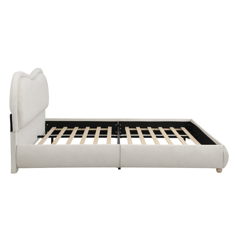 Upholstered Platform Bed Frame With Curved Headboard by HouseOfZazla