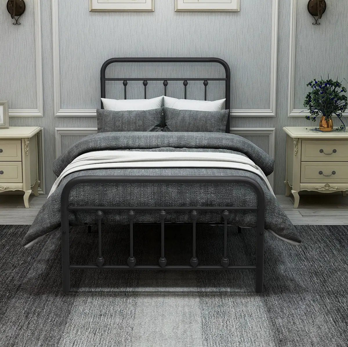 Tara Victorian-Style Steel Bed Frame by HouseOfZazla