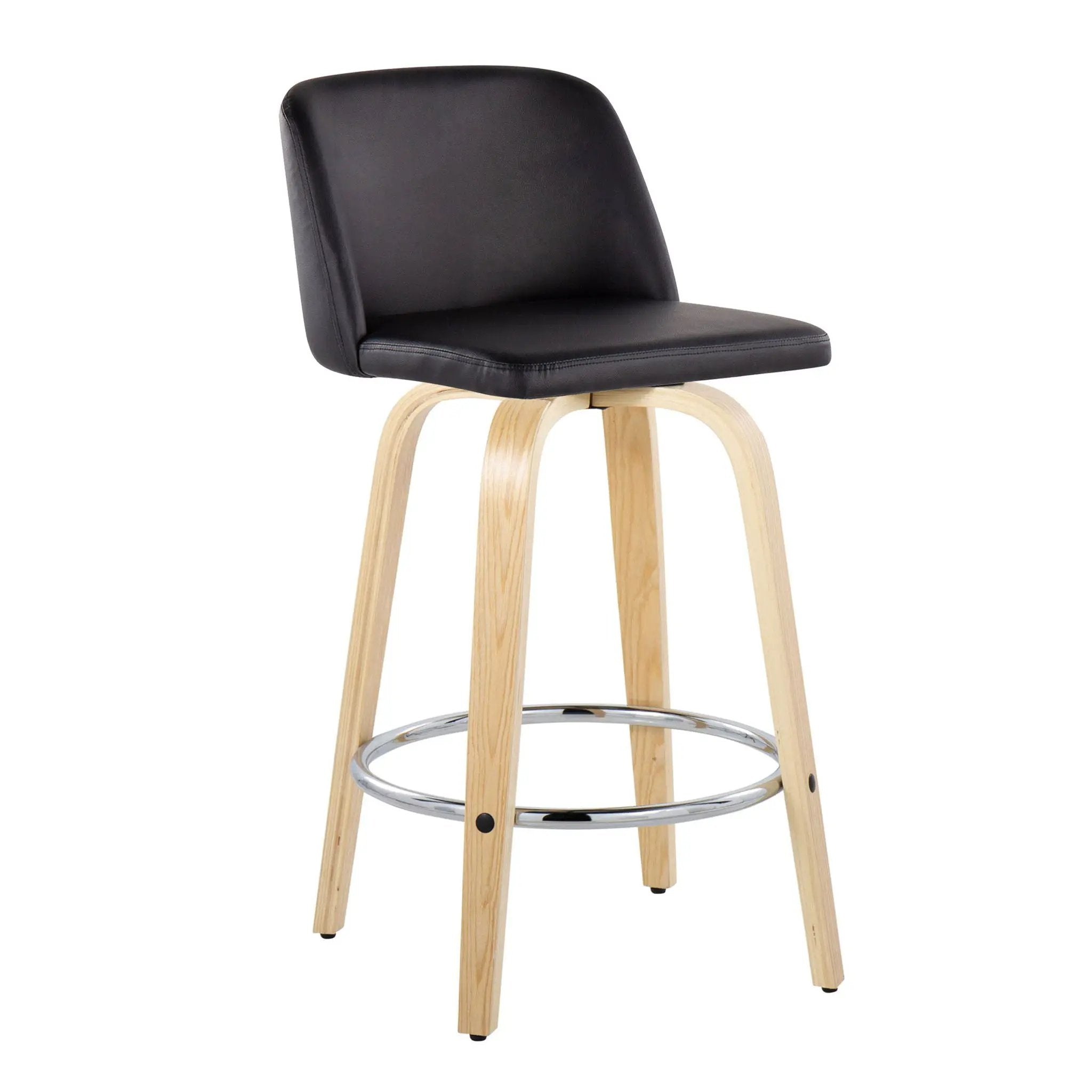 Toriano - Contemporary Fixed-Height Counter Stool With Swivel And Round Footrest (Set of 2) by Unique Piece Furniture
