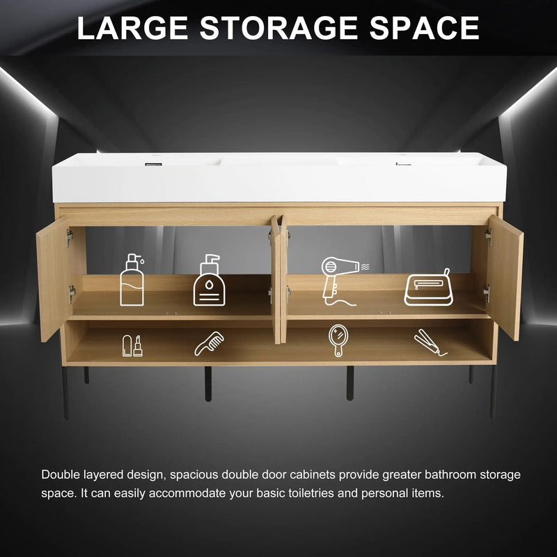 Modern Bathroom Vanity Combo With Single Resin Sink And Storage Cabinet by HouseOfZazla