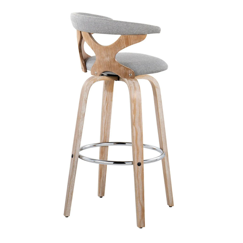 Gardenia - Contemporary Fixed Height Barstool With Swivel With Round Footrest (Set of 2) by HouseOfZazla