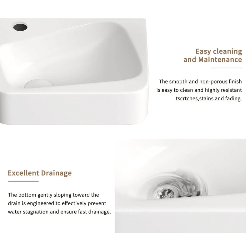 Wall Mounted Rectangle Vessel Sink With Faucet & Drain - Milk White by HouseOfZazla