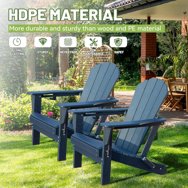 Adirondack Chairs Set of 2 - HDPE Plastic Outdoor Chairs by HouseOfZazla