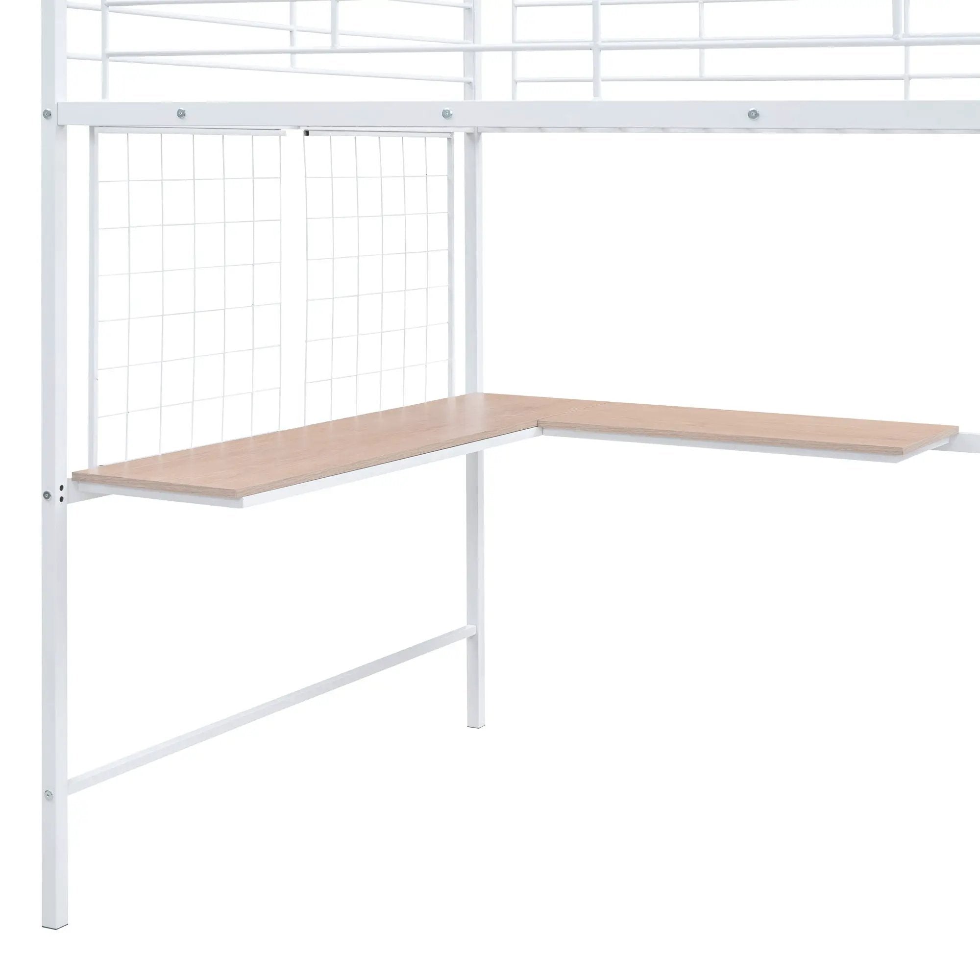 Loft Bed With Desk And Grid, Stylish Frame With Lateral Storage Ladder And Wardrobe by HouseOfZazla