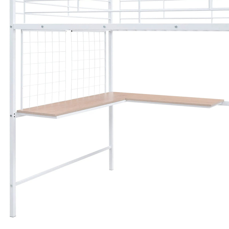 Loft Bed With Desk And Grid, Stylish Frame With Lateral Storage Ladder And Wardrobe by HouseOfZazla