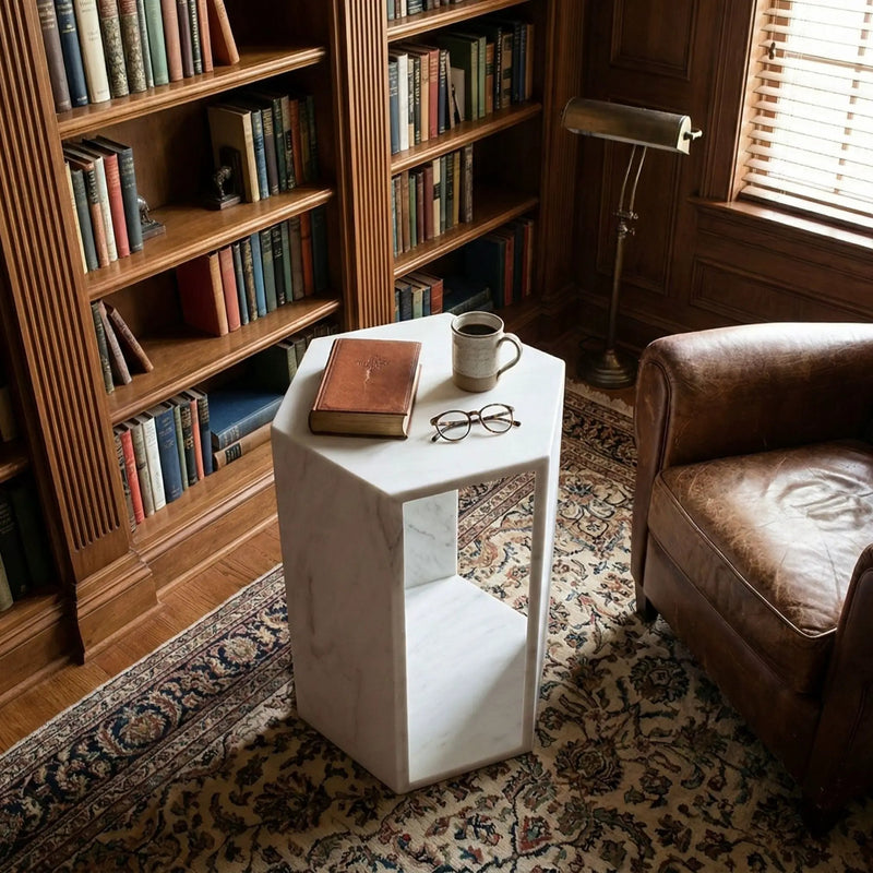 Modern Minimalist Hexagon Side Table by Unique Piece Furniture