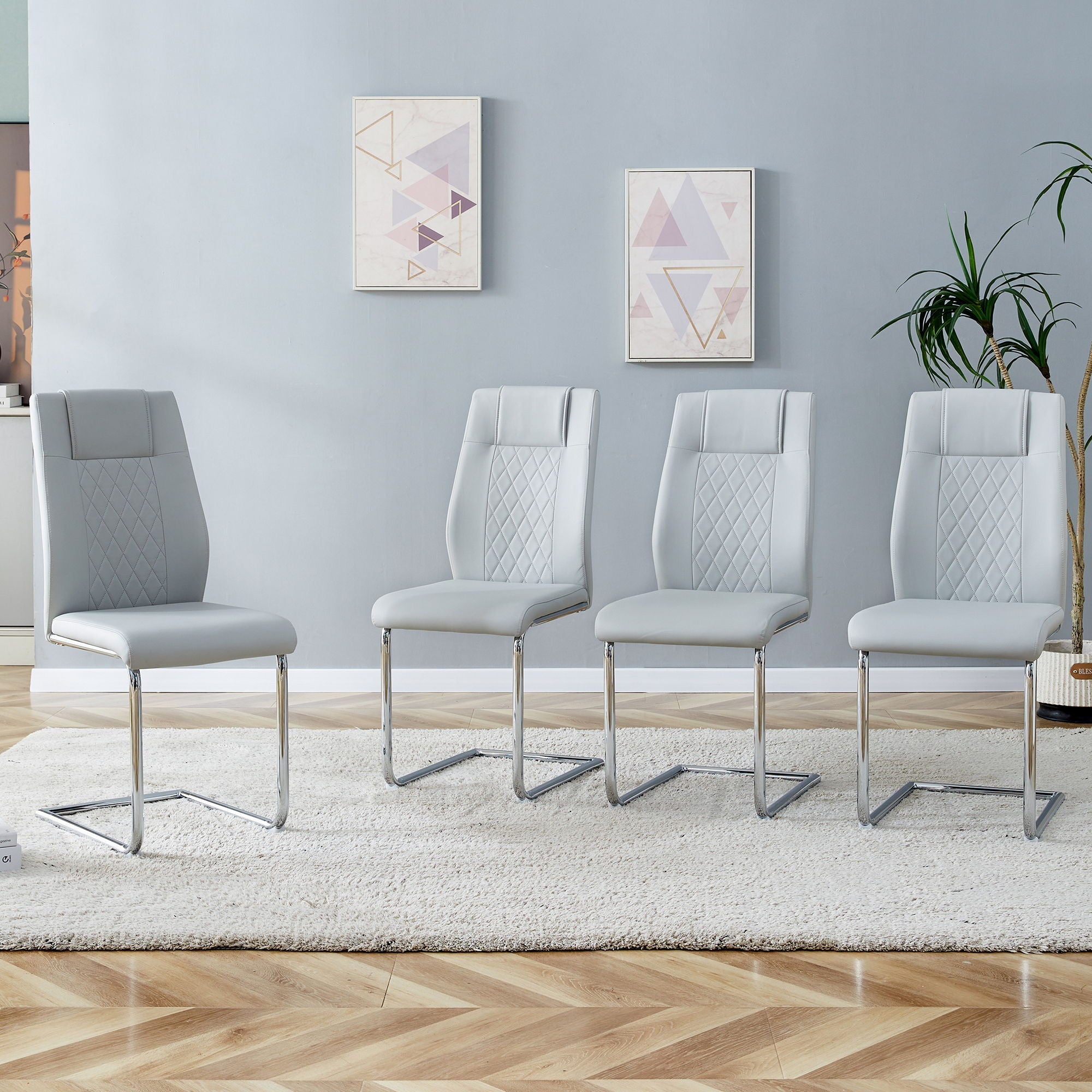 Modern Dining Chairs With Padded Seat, Metal Legs by Unique Piece Furniture