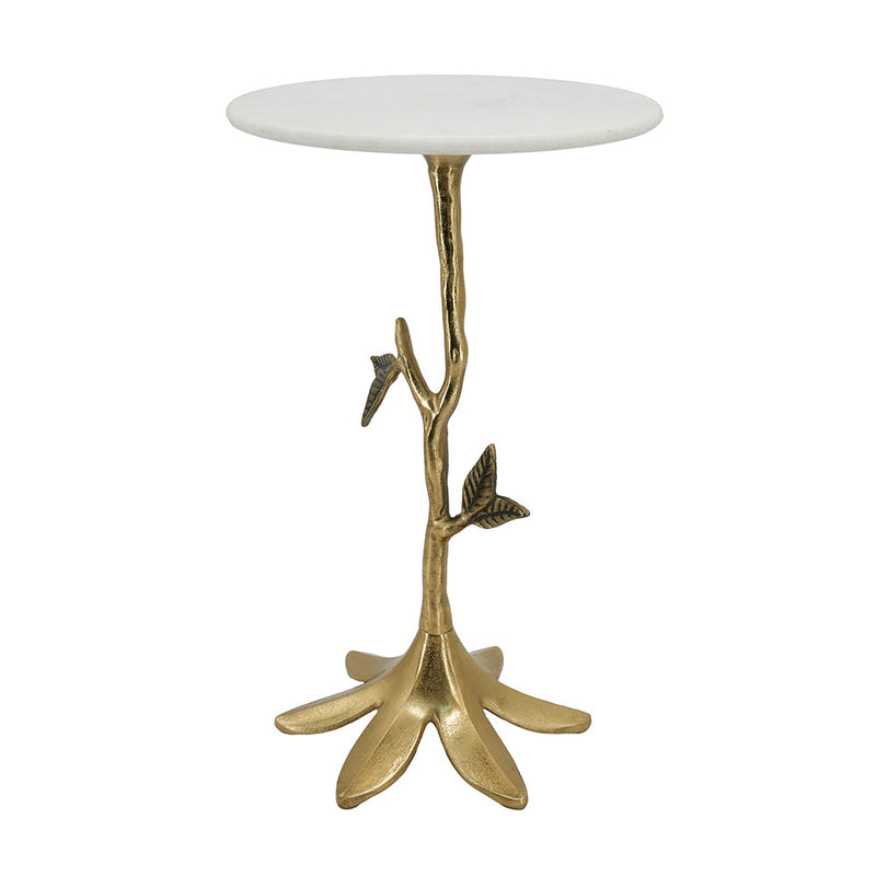 Leafy Branch Side Table with Marble Top - Gold Finish, photo 5 of 10