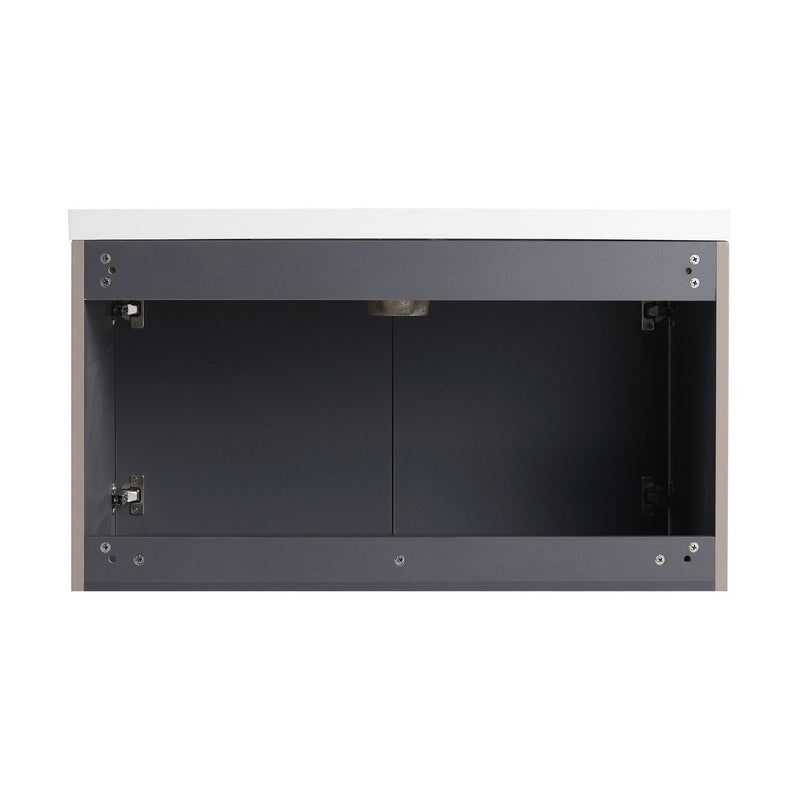 Contemporary Wall Mounted Bathroom Vanity With Resin Double Sink by HouseOfZazla