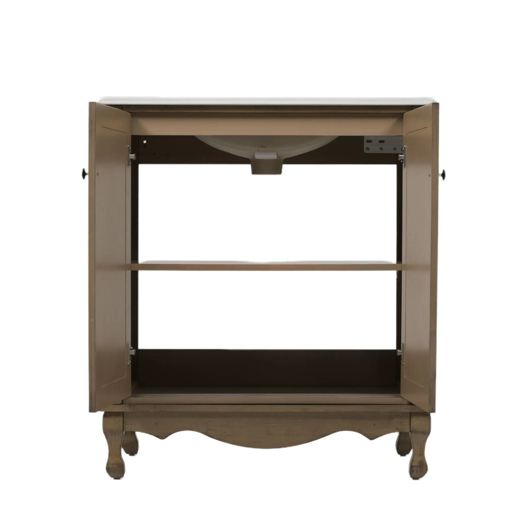 Vintage Bathroom Vanity With Ceramic Sink, Adjustable Shelves