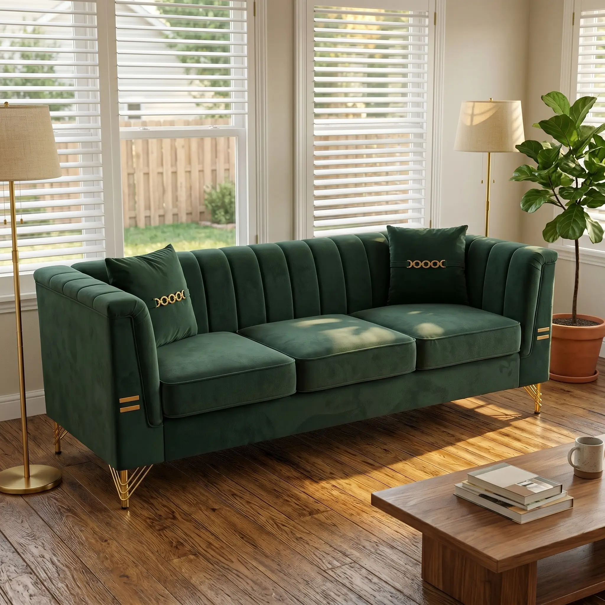 FX-P82B-GR Velvet Sofa by HouseOfZazla