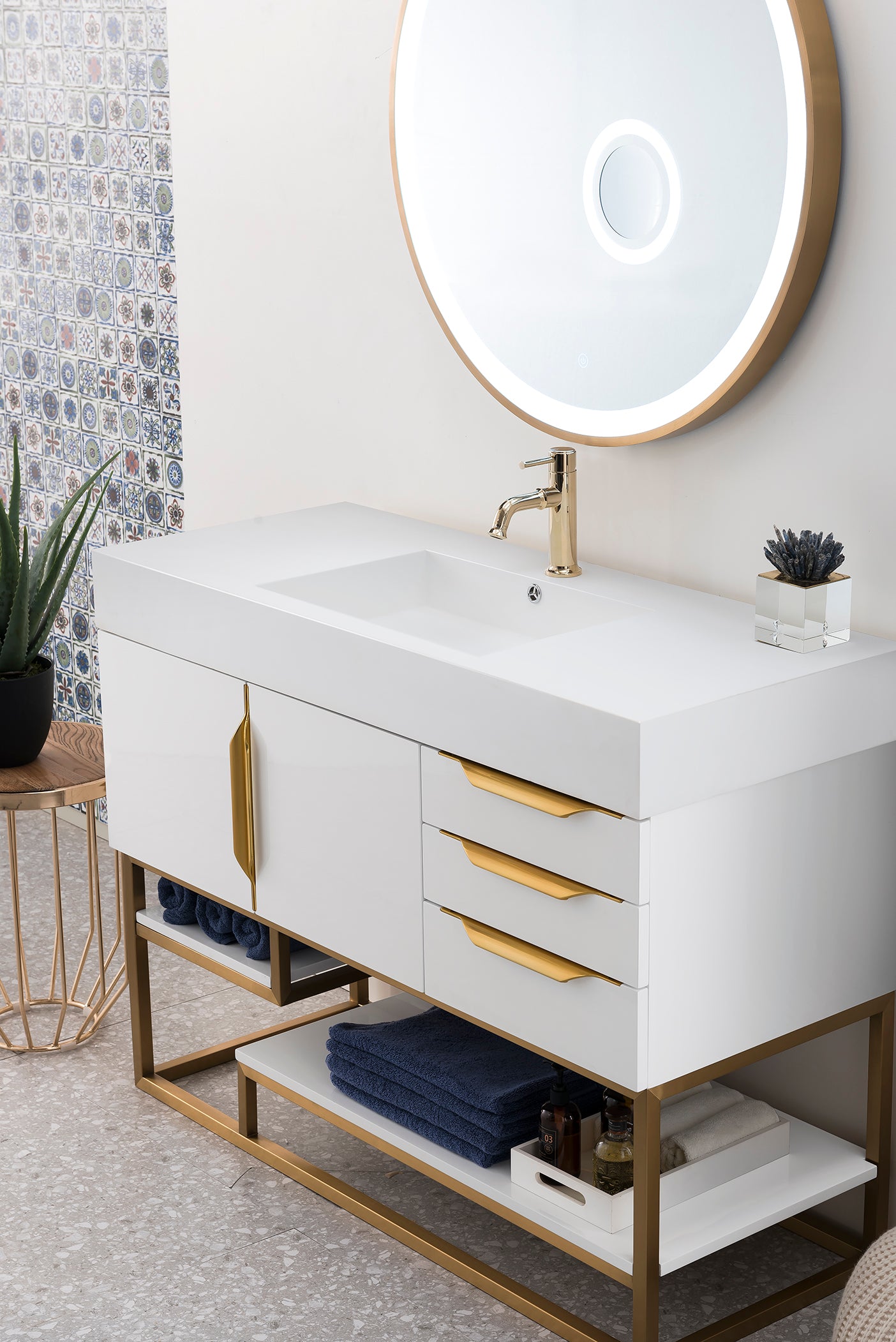 James Martin Columbia 48" Single Bathroom Vanity, Glossy White by James Martin