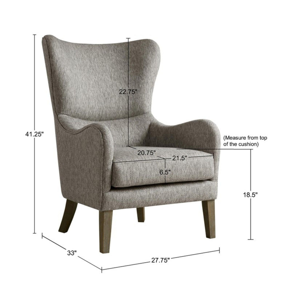 Arianna Swoop Wing Chair with High-Density Foam Comfort - Dark Gray, White, Beige, photo 13 of 19