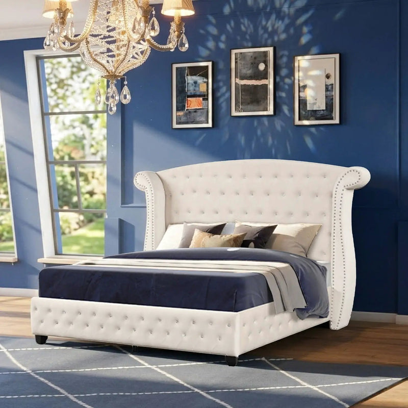 Sophia - Crystal Tufted Upholstered Bed by HouseOfZazla
