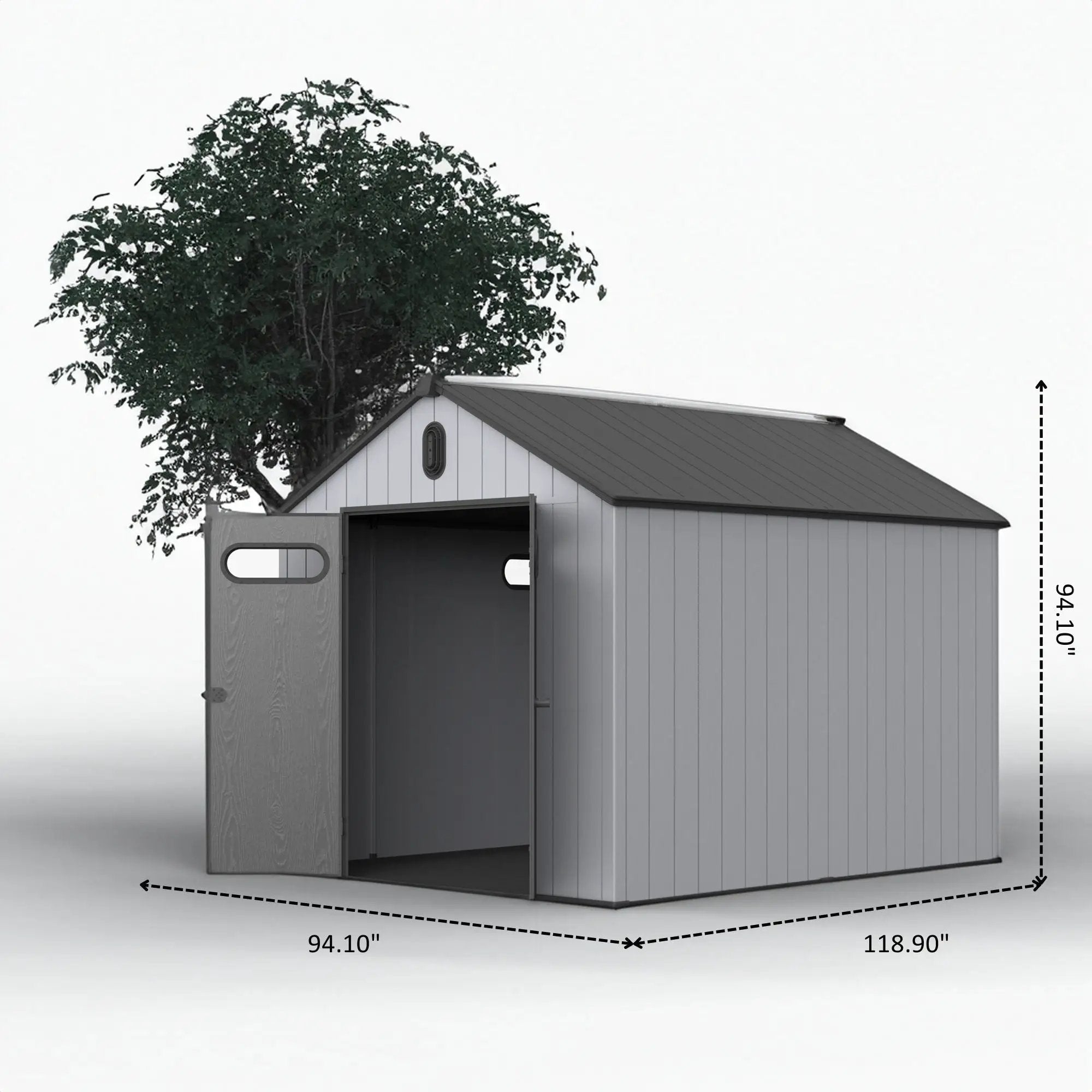 Resin Plastic Storage Shed For Backyard Garden With Spire Tool Storage by HouseOfZazla