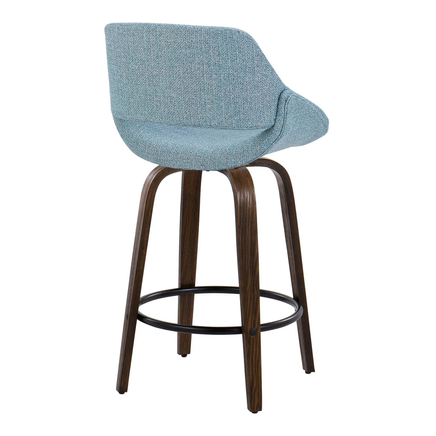 Fabrico - Mid Century Modern Fixed Height Counter Stool & Round Footrest (Set of 2) by HouseOfZazla