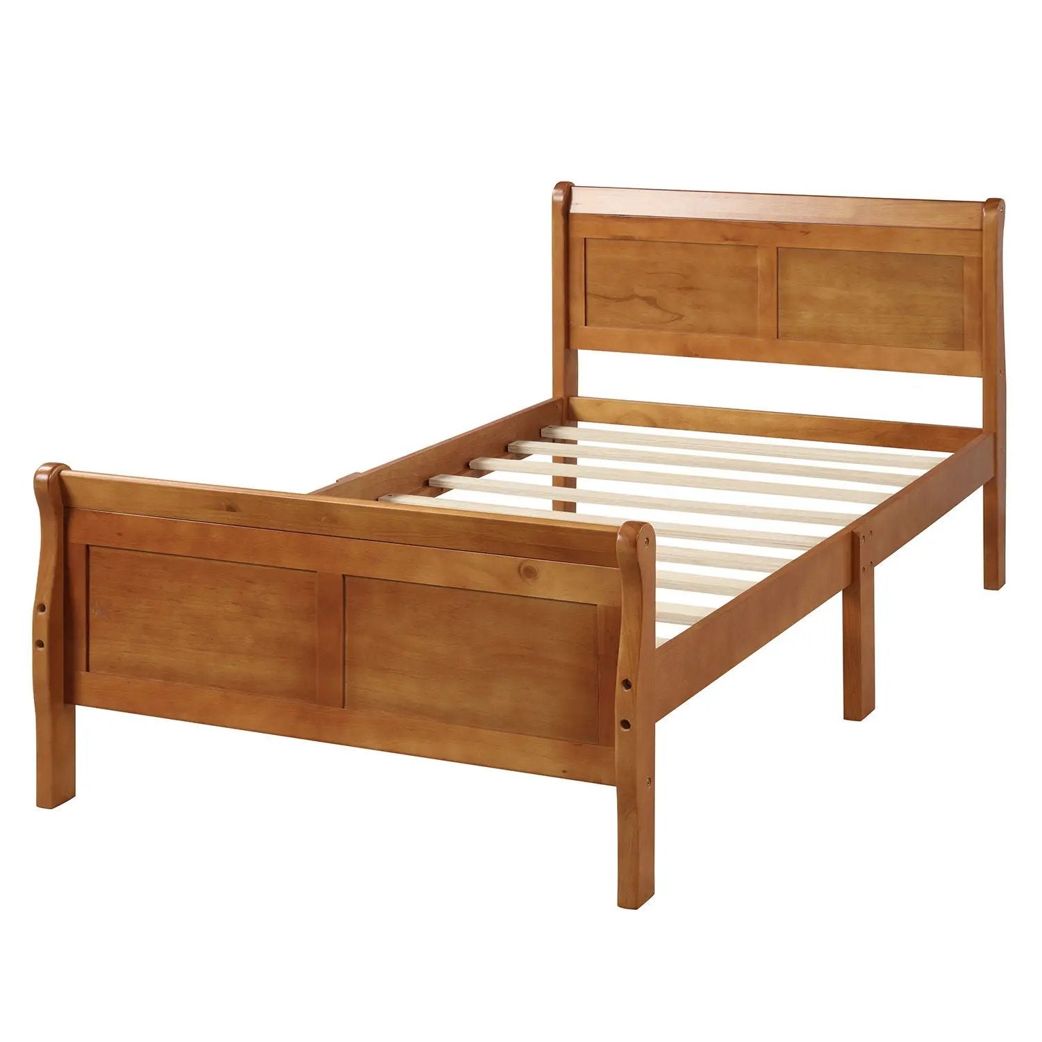 Platform Bed Frame Mattress Foundation Sleigh Bed With Headboard / Footboard / Wood Slat Suppor by HouseOfZazla