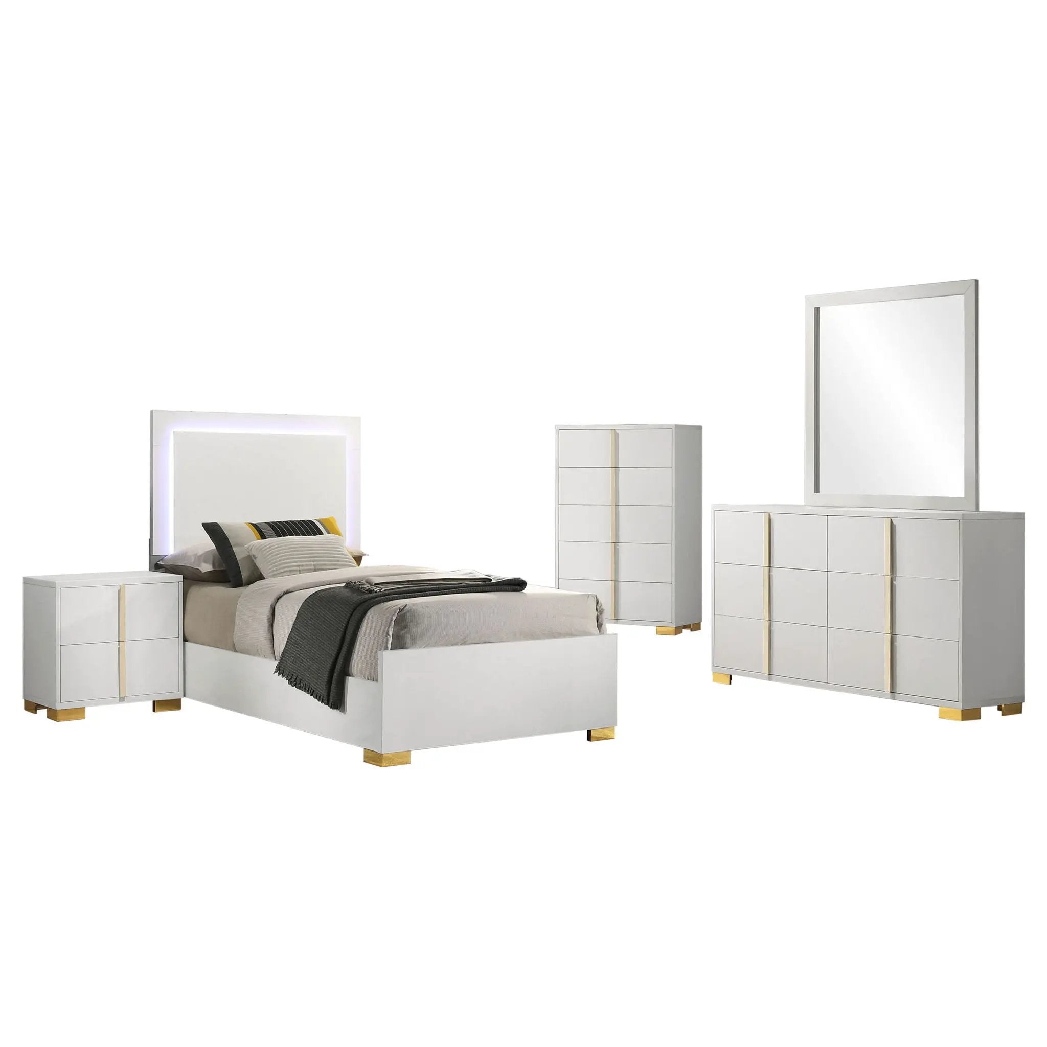Marceline 5-piece Twin Bedroom Set White by Unique Piece Furniture
