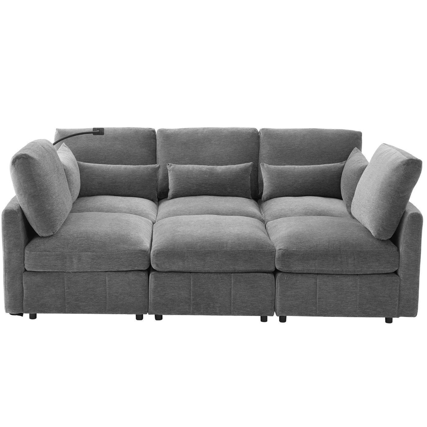 Modern Modular U-Shaped Sofa Bed With Movable Ottoman, USB Ports, Phone Holder by HouseOfZazla