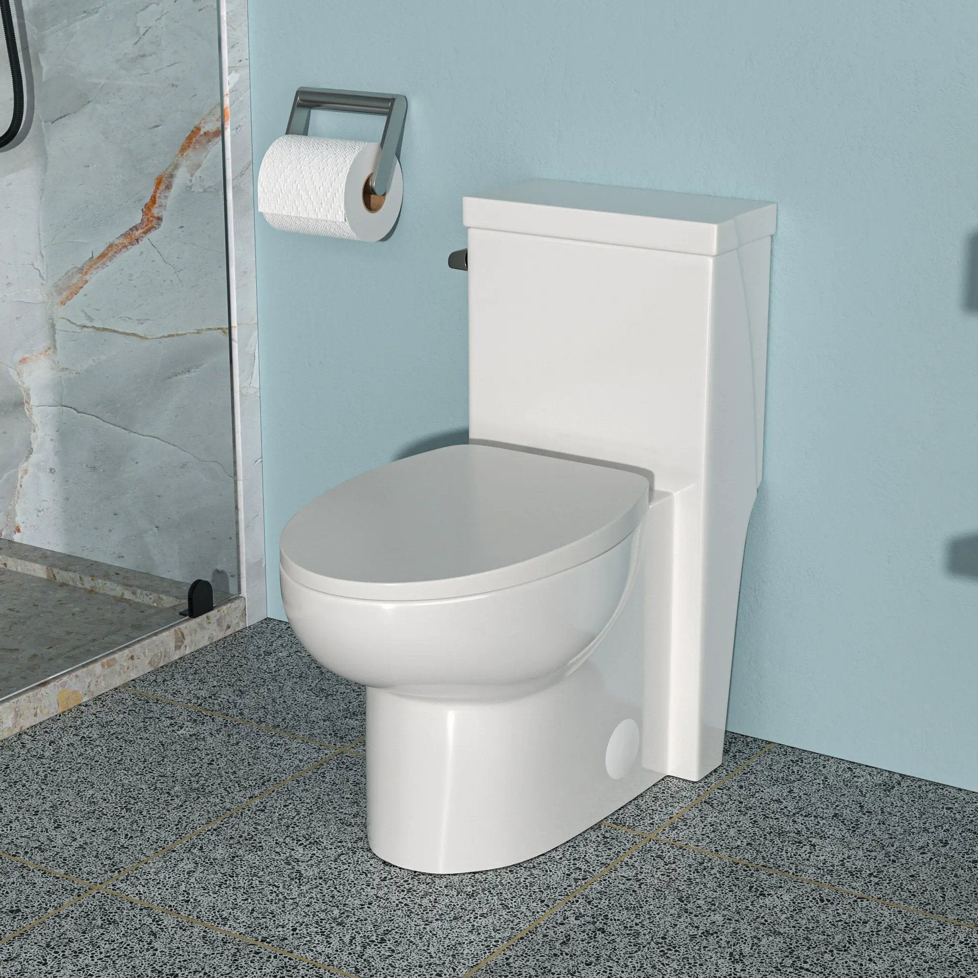Modern Ceramic 1 Piece Toilet With Soft Closing Seat - White by HouseOfZazla