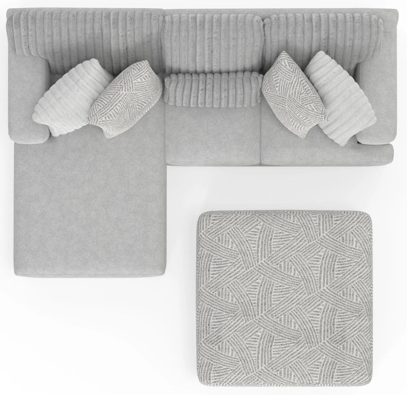 Logan - Upholstered Sectional With Comfort Coil Seating - 46" Cocktail Ottoman And Accent Pillows Included by Unique Piece Furniture