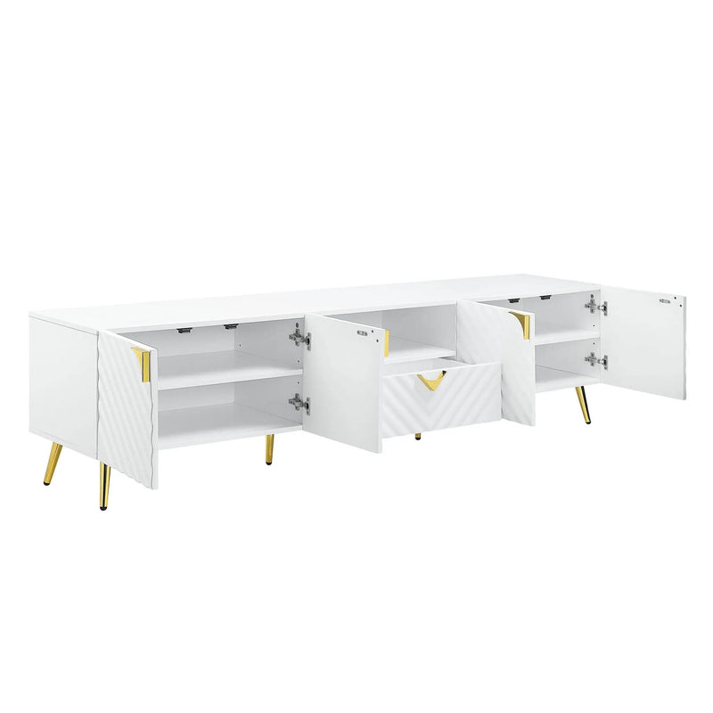 Gaines - High Gloss TV Stand - White by HouseOfZazla