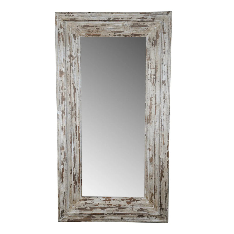 Full Length Rectangle Floor Mirror With Distressed Wood Frame - Brown by HouseOfZazla