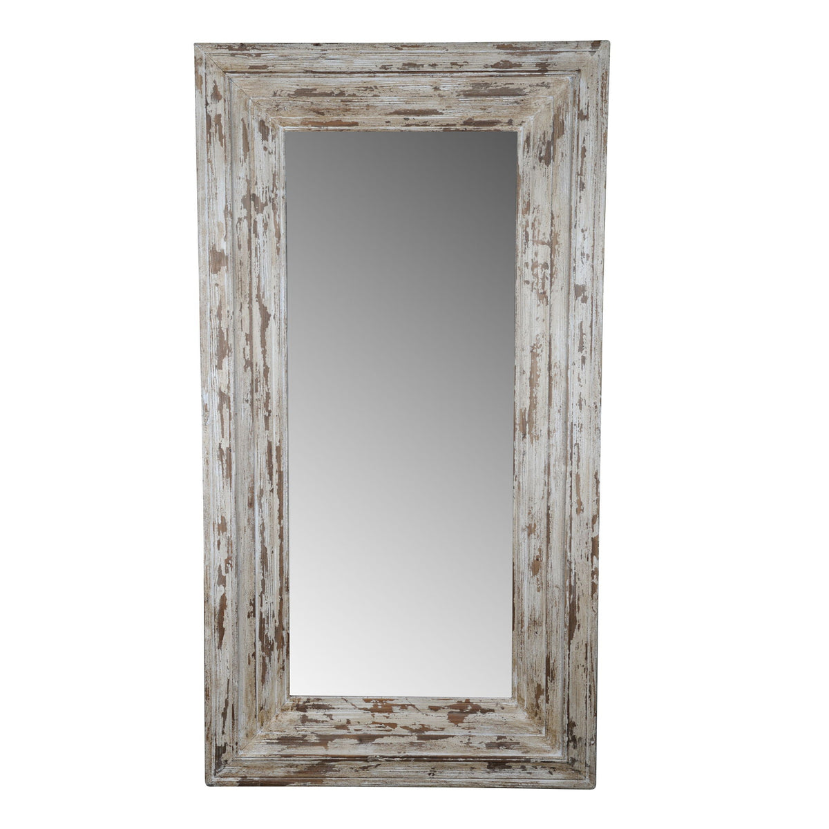 Full Length Rectangle Floor Mirror with Distressed Wood Frame - Brown, photo 4 of 8