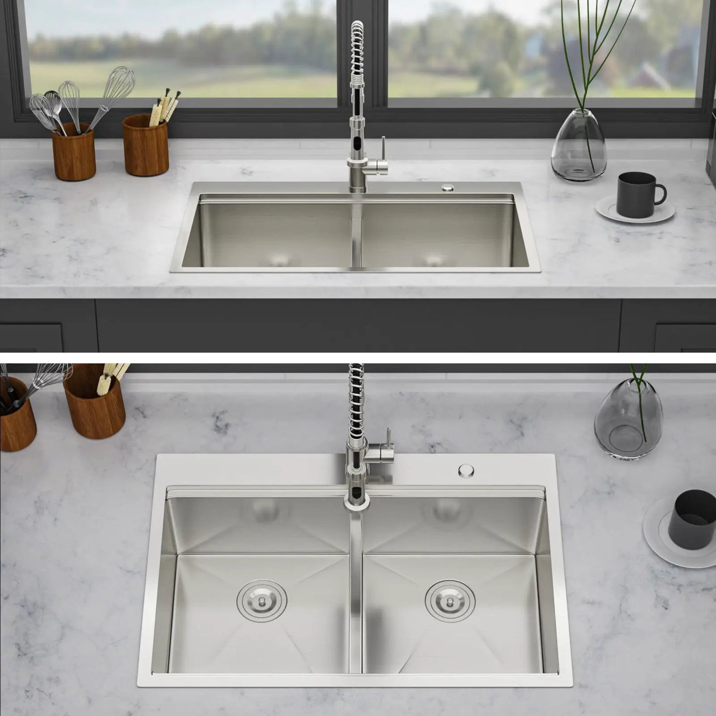 Topmount Drop In Kitchen Sink With Double Bowl Design by HouseOfZazla