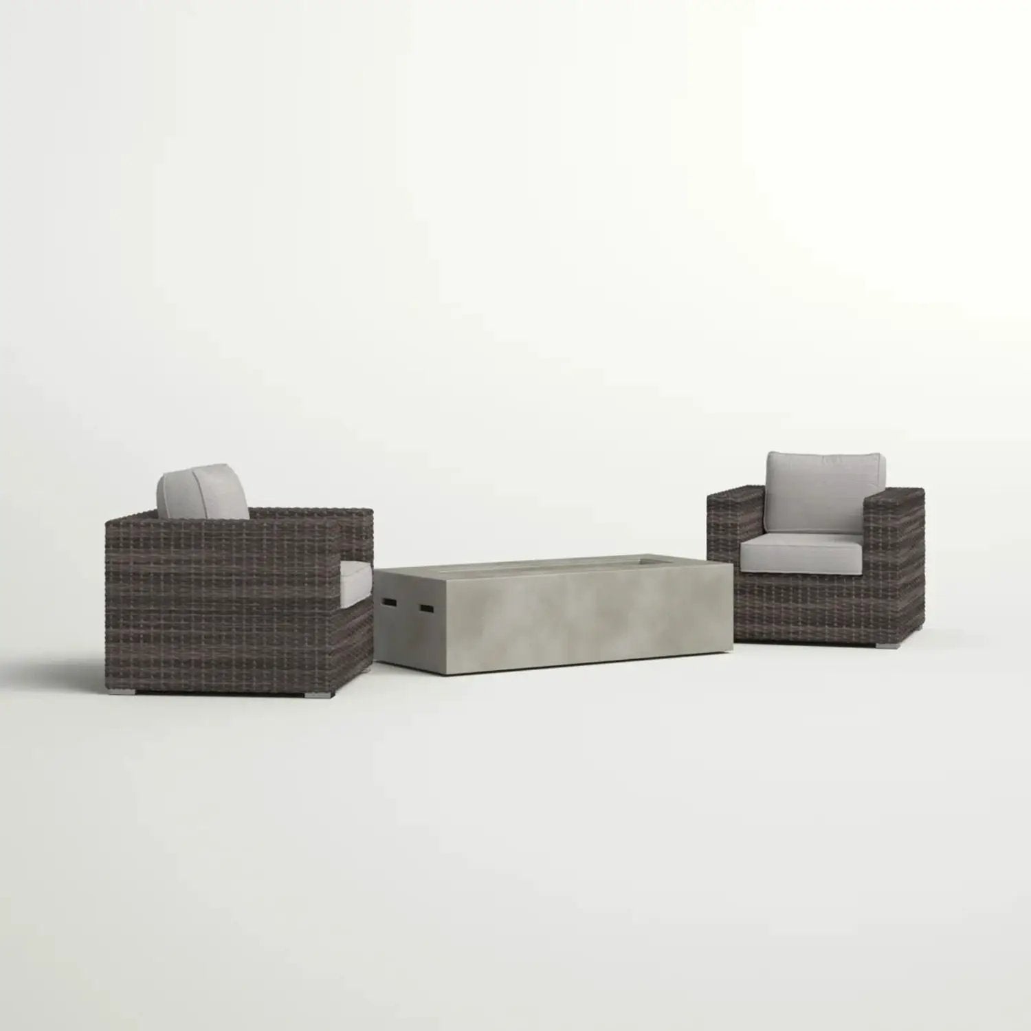 Outdoor Rattan Wicker Seating Set With Cushions 2 Person Patio Furniture - Espresso / Gray by Unique Piece Furniture