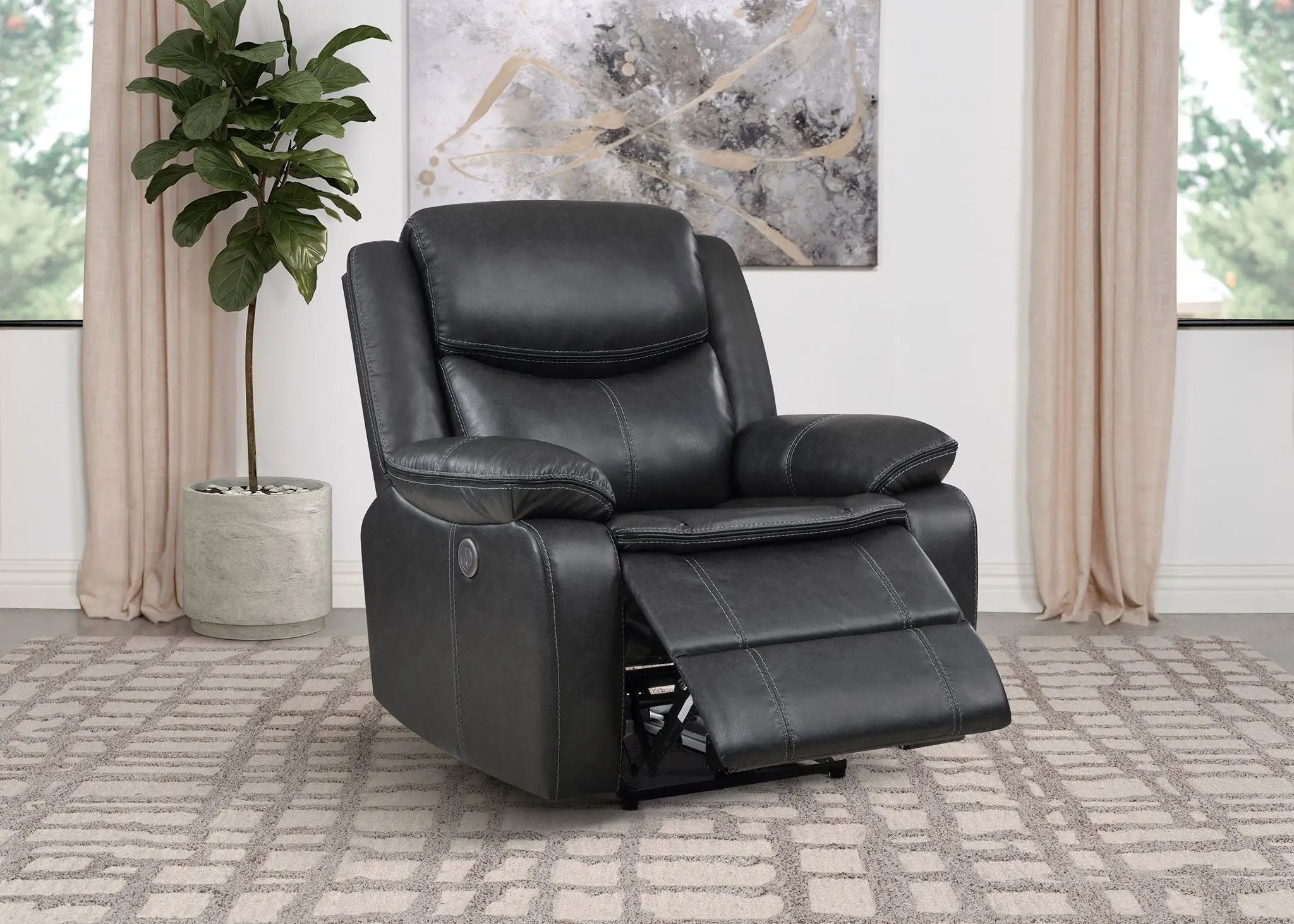 Sycamore Upholstered Power Recliner Chair Dark Grey by Unique Piece Furniture