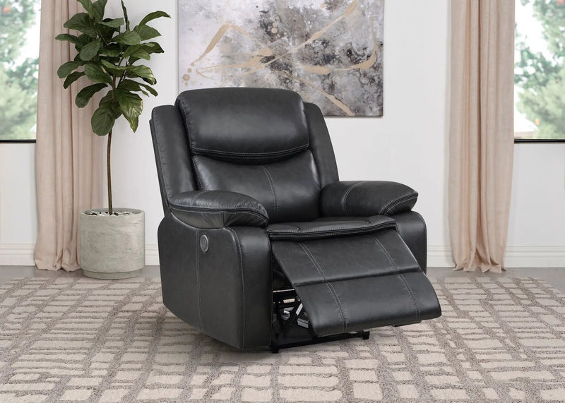 Sycamore Upholstered Power Recliner Chair Dark Grey by Unique Piece Furniture