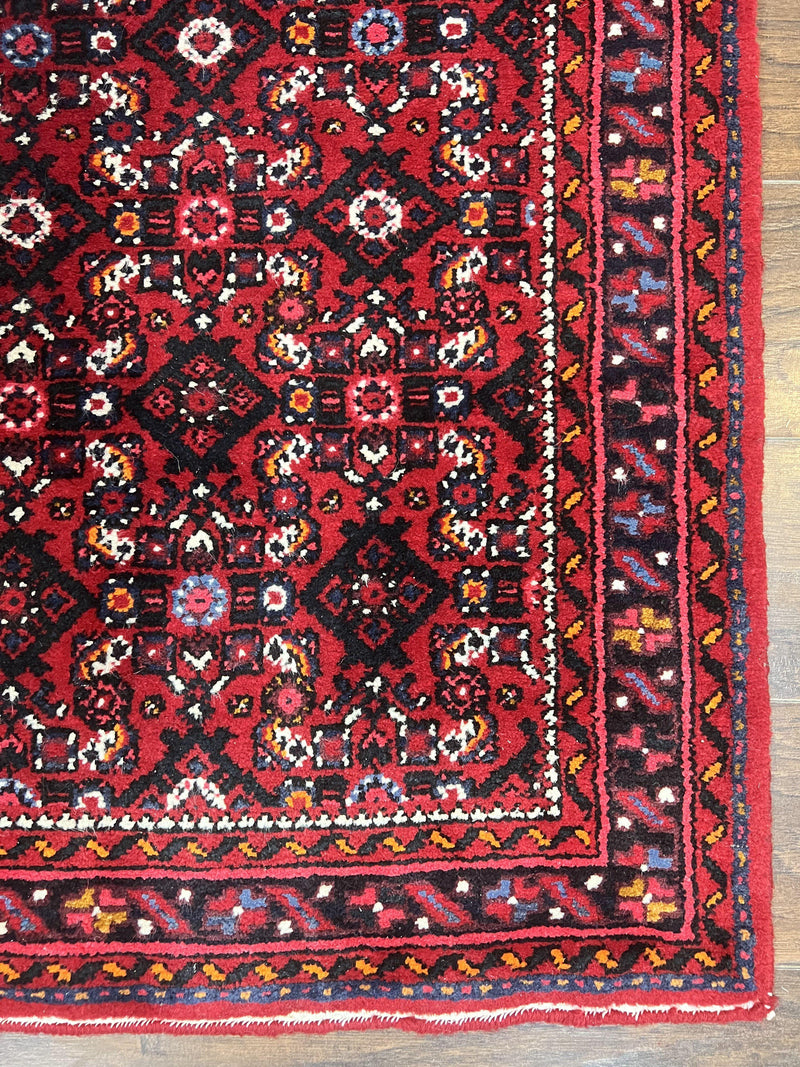 Persian Runner Rug 3 x 16, Wool Handmade Long Antique Hamadan Oriental Rug for Hallway, Red Tribal Rug, Allover Pattern, 3x16 Runner Rug by Jewel Rugs