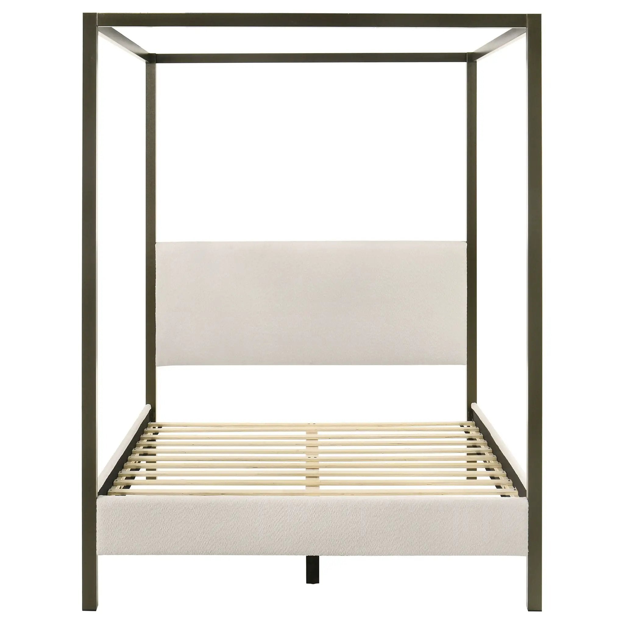 Monroe Upholstered Queen Canopy Bed Vanilla by Unique Piece Furniture