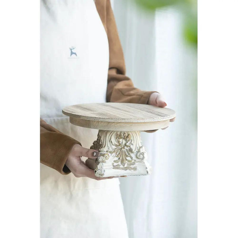 Cake Stand, Cake Plate With Magnesium Base - Cream / Brown by HouseOfZazla