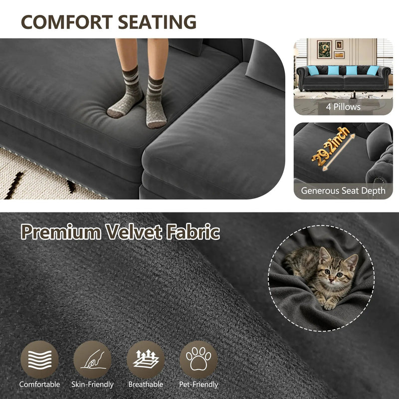 Chesterfield Sofa Bed – 3-in-1 Convertible Velvet Sofa by HouseOfZazla