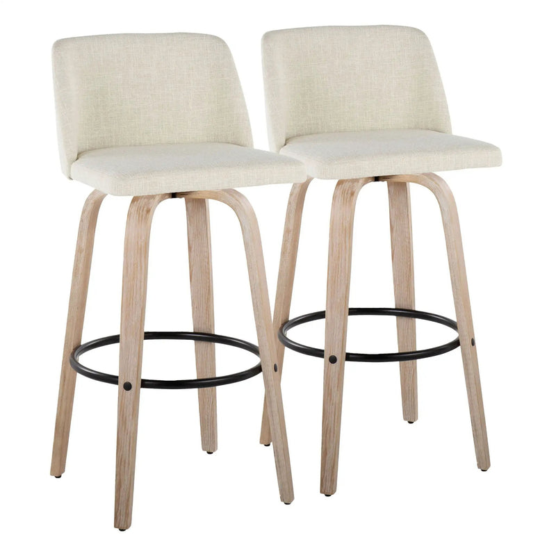 Toriano - Contemporary Fixed Height Barstool Swivel And Round Footrest (Set of 2) by Unique Piece Furniture