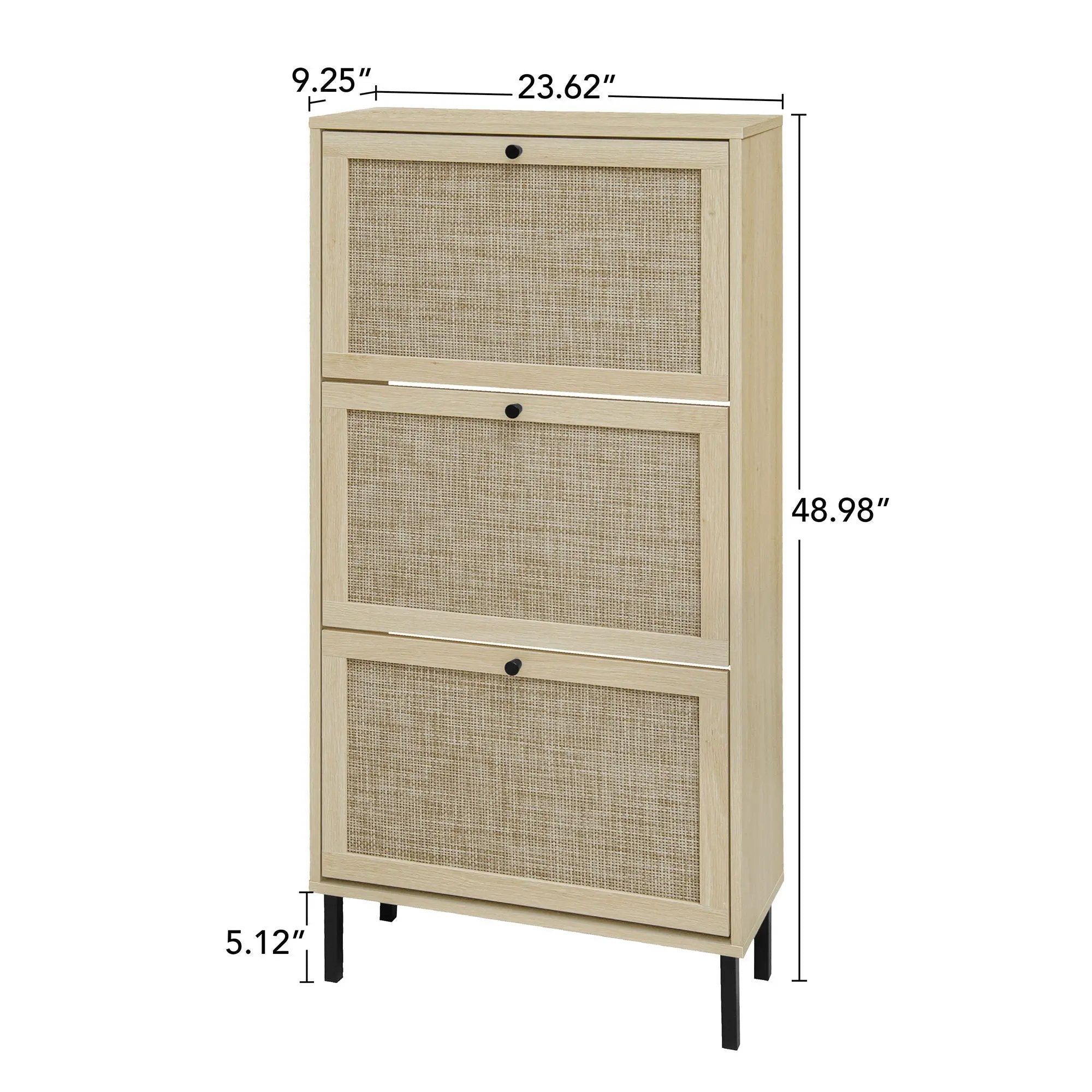 Modern Rattan 3 Door Shoe Rack Cabinet For Entryway by Unique Piece Furniture