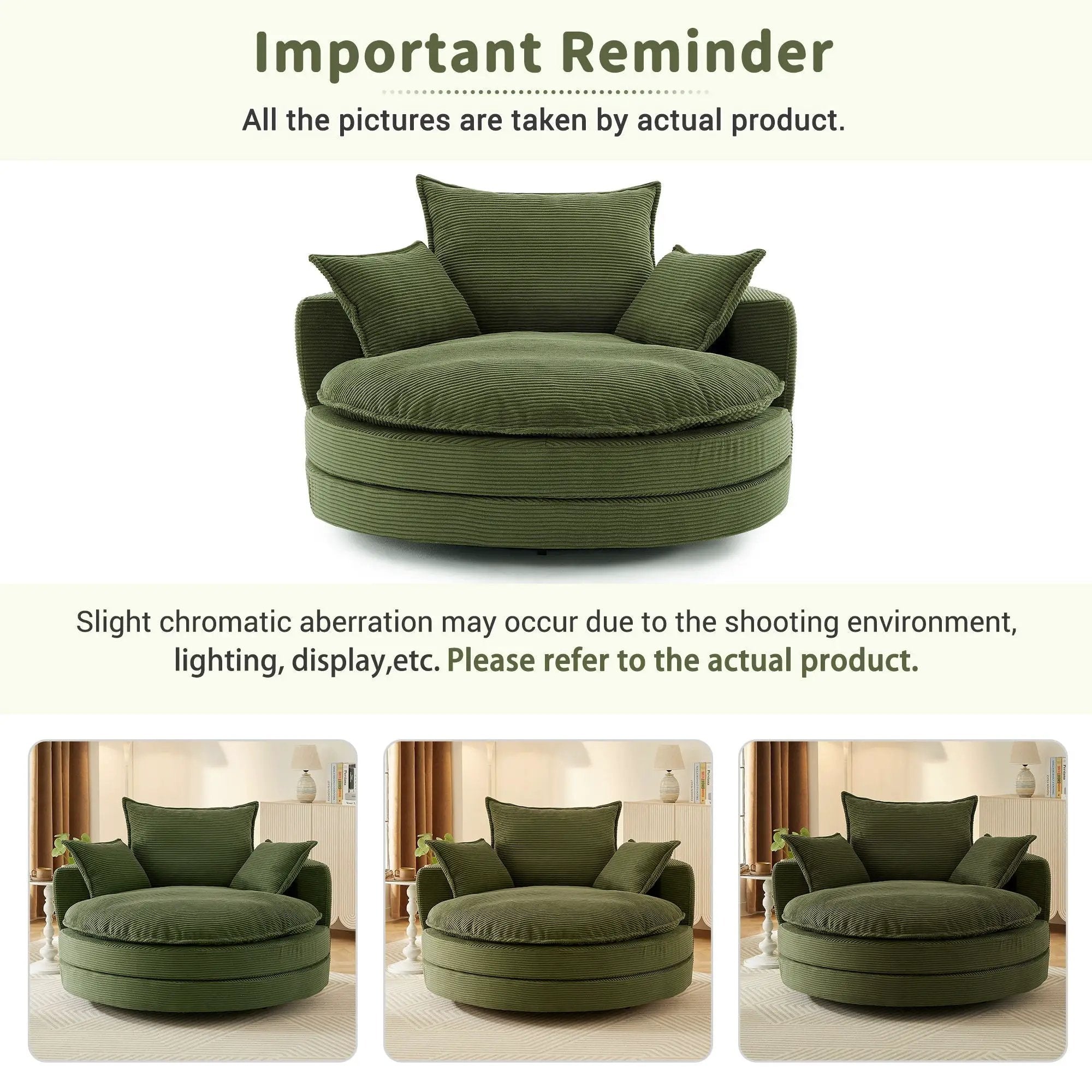 360° Swivel Accent Barrel Chair With Dual Layer Cushion And 3 Removable Pillows by HouseOfZazla