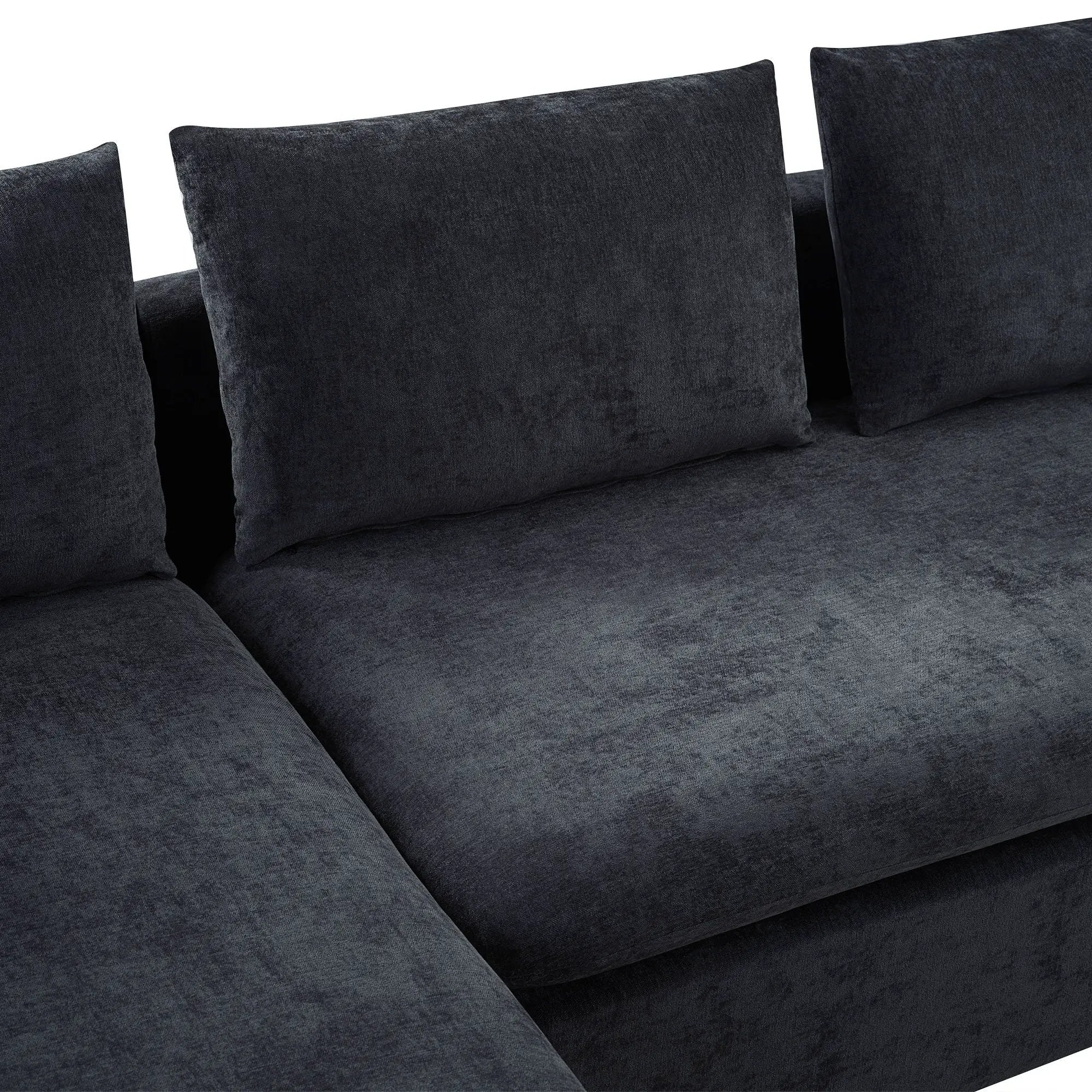 Modern L Shaped Sectional Sofa With Upholstery And Wooden Storage by HouseOfZazla