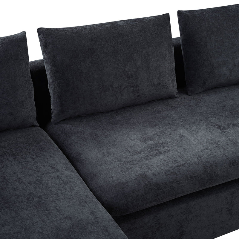 Modern L Shaped Sectional Sofa With Upholstery And Wooden Storage by HouseOfZazla